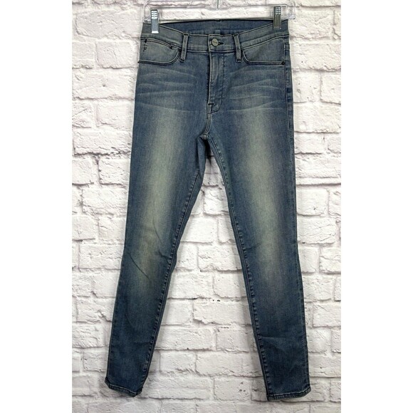 FRAME Denim Jeans Medium Wash Blue Ankle Le Skinny Soft Stretch Distressed Sz 27 - Picture 1 of 8